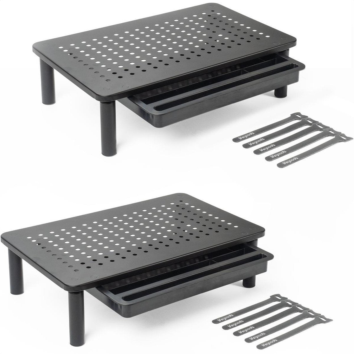 Auronic Monitorständer - Monitoraufsteller - Bildschirmaufsteller - 2 Stück - verstellbar - 37 x 23,5 x 10 cm - Metall - Schwarz
