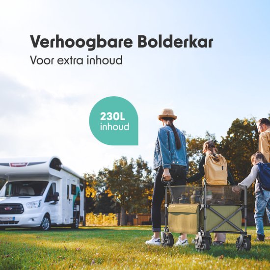 LifeGoods Wagon - Faltbarer Wagen - 100KG - 230L - Erhöht - Mit Schutzhülle - Grün