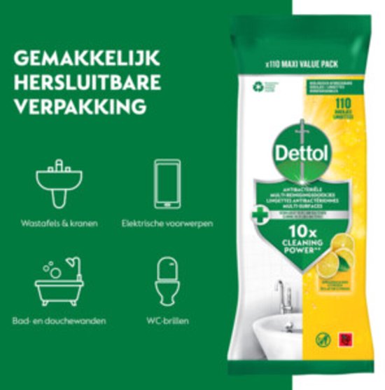 Dettol Multi-Reinigungstücher Maxi, Zitrone, 110 Stück