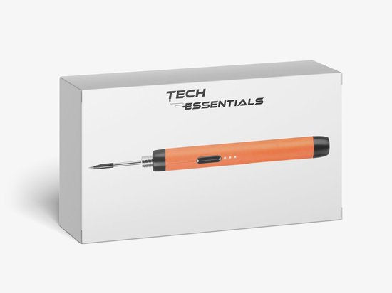 Tech Essentials Kabelloses Lötkolben - 8W - USB-C - Mit Dose - Kit - Feinlöten - Stift - Batterie - Lötset - Löten - Elektrowerkzeug - Orange