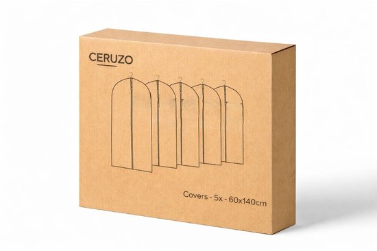 Ceruzo Kleiderhüllen, 5 Stück – 60 x 140 cm – Schutzhülle – Transparent-Weiß