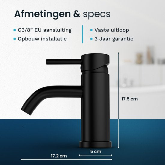 Mirlux Waschtischarmatur Schwarz - Waschtischmischer Bad - Waschtischarmatur - Waschtischarmatur/WC-Armatur - Wasserhahn - Kalt- und Warmwasserarmatur - Toilettenarmatur Kalt- und Warmwasser