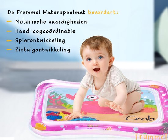Frummel Wasser Spielmatte Baby - Wasser Matte - Spielmatte - aufblasbar - Wasserspielzeug Baby - Mutterschaft Geschenk - Rosa Krabbe
