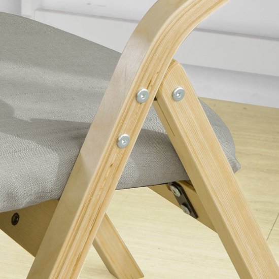 Klappstuhl - Küchenstuhl - Bürostuhl für Kinder - Gestell aus Birkenholz - Gepolsterter Komfort - Abnehmbarer und waschbarer Bezug - 48 cm x 14 cm x 91 cm