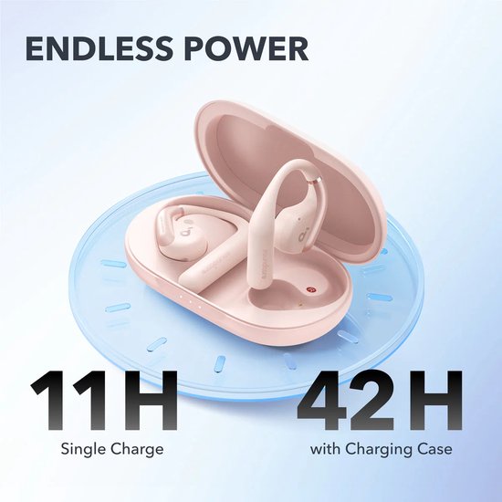 Anker AeroFit Headset – Kabellose Ohrbügel – Telefonate/Musik/Sport/Alltag – Bluetooth – Hellrosa