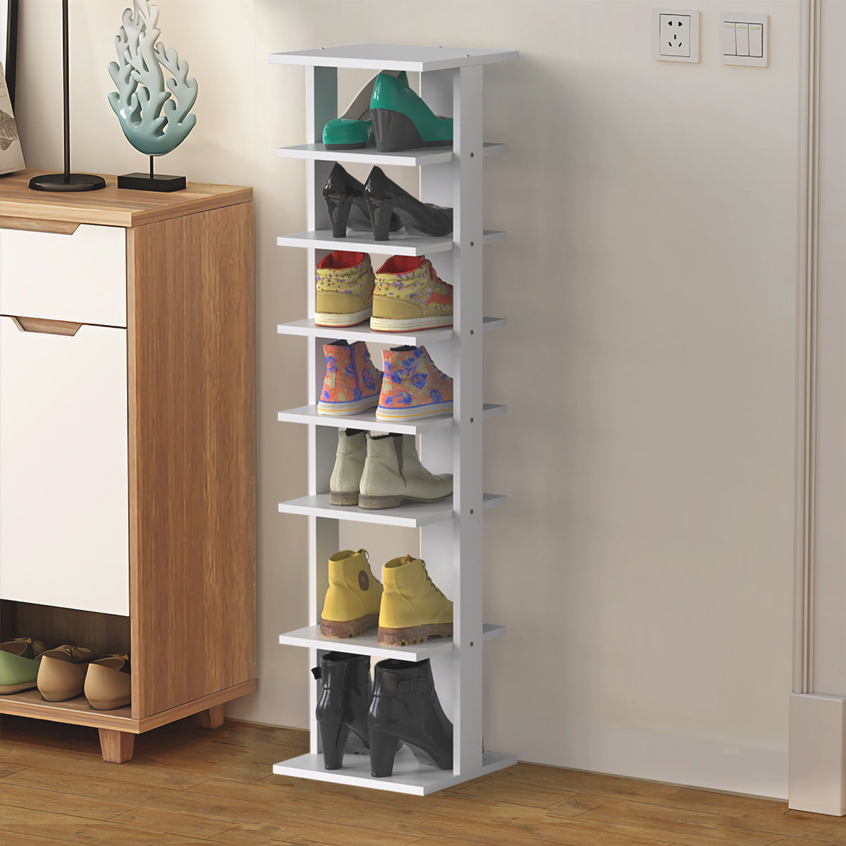 Coast Schuhregal - 8-lagig - 29 x 26 x 110 cm - Weiß