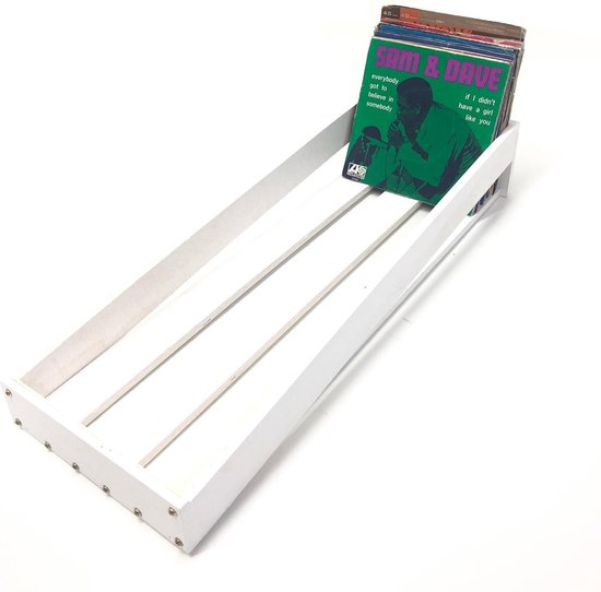 LP-Schallplatten Holzkiste zur Aufbewahrung von 7-Zoll-Singles - 75 bis 100 Stück - weiß