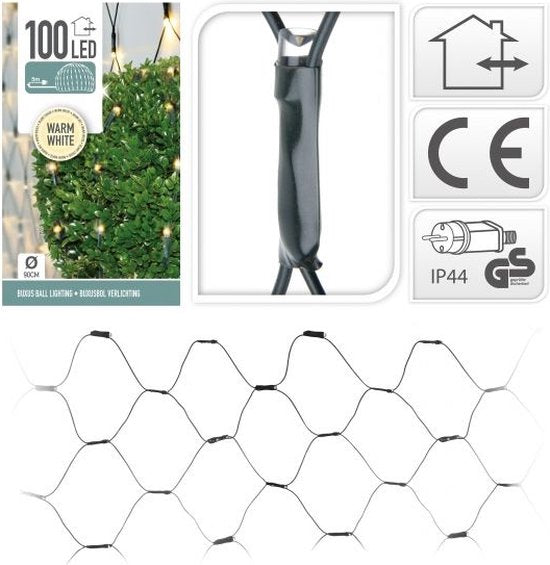 Buchsbaum-Kugelnetz 100 LED Warm-Weiß Ã˜ 90cm - Strauch
