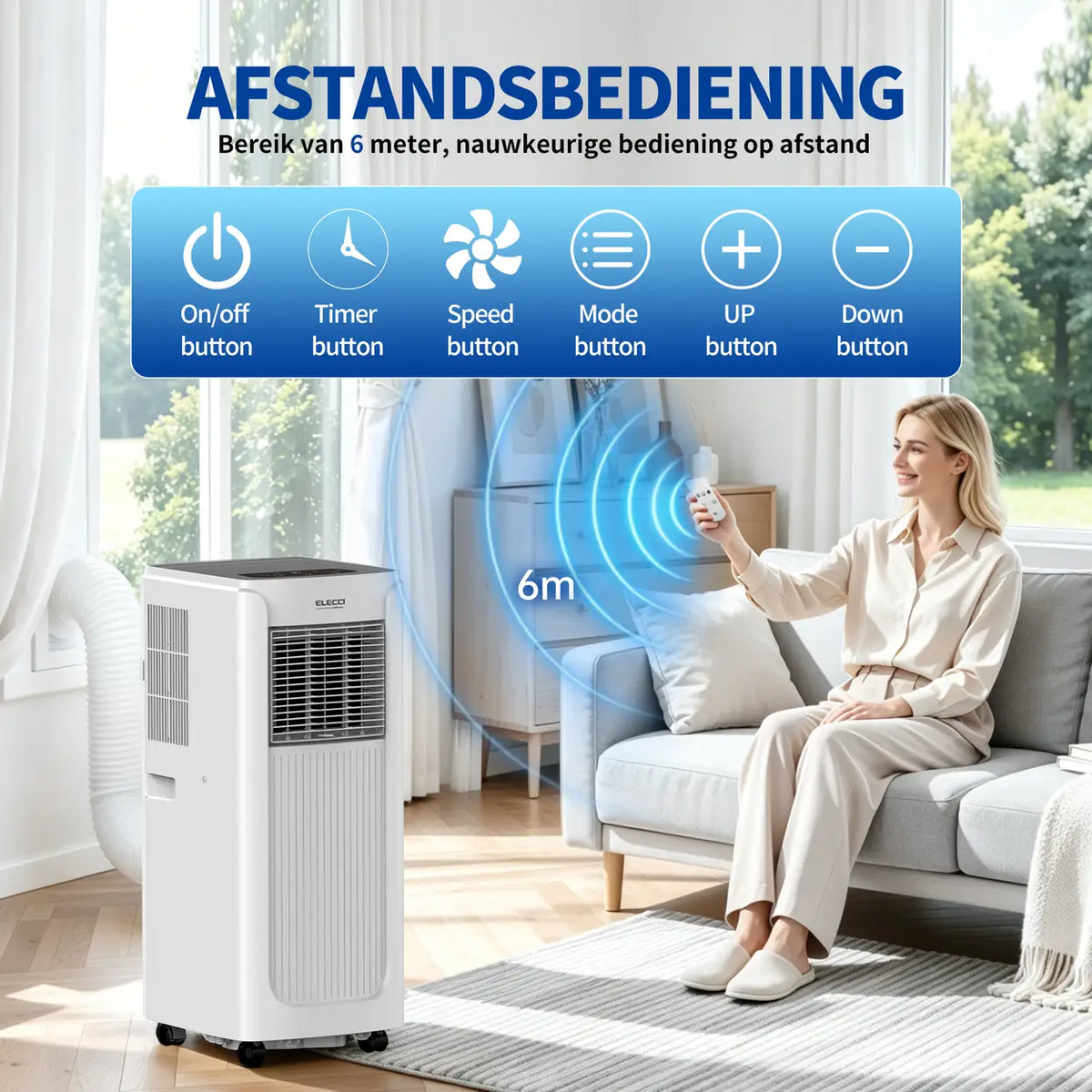 ELECCI Mobile Klimaanlage – 6000 BTU – 4-in-1 – Energieeffizienzklasse A