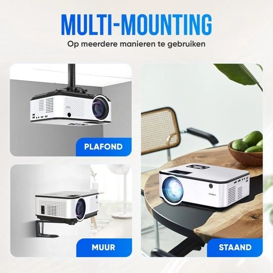 Strex Beamer - WiFi & Telefon-Streaming - 7000 Lumen - 22 x 16 x 8,7 cm - Schwarz