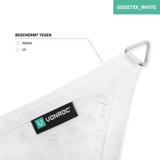 VONROC Premium Schattentuch - Tarp - Rechteck - 400x300 cm - Wasserabweisend - Weiß - Inkl. Aufbewahrungsbeutel und Befestigungsschnur