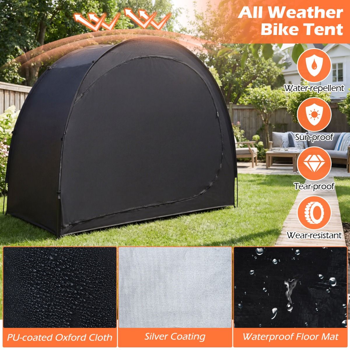 Coast Fahrradständer – Wetterfester Fahrradunterstand – Für 2 Fahrräder – Schwarz – 210 x 123 x 171 cm