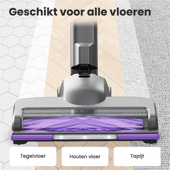 Auronic Stick Staubsauger - Kabellos - Beutellos - Akkubetrieben - Selbstständig - 220 W - Extra Akku - Grau/Lila