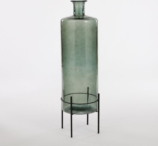 Mica Decorations Guan Flaschenvase - H75 x Ø25 cm - Recyceltes Glas - Grün