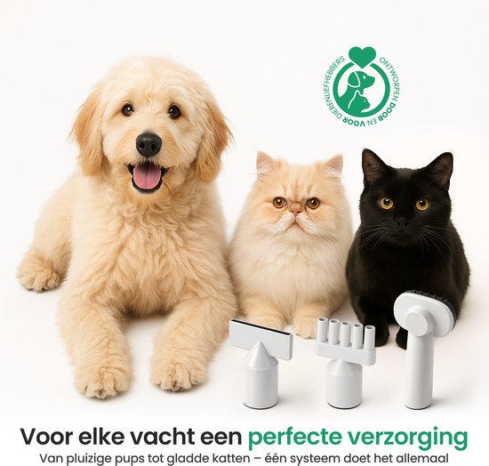 Gopets - 9-teilige Hundeschermaschine - Tierschermaschine für dickes Fell - mit Vakuum & Massagebürste - 23 x 30 cm