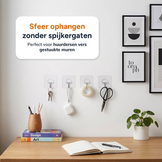 Skoov Selbstklebende Haken – 15 Stück – Klebennagel – Aufhängehaken – Gemälde – System – Schlüssel – Selbstklebend – Transparent