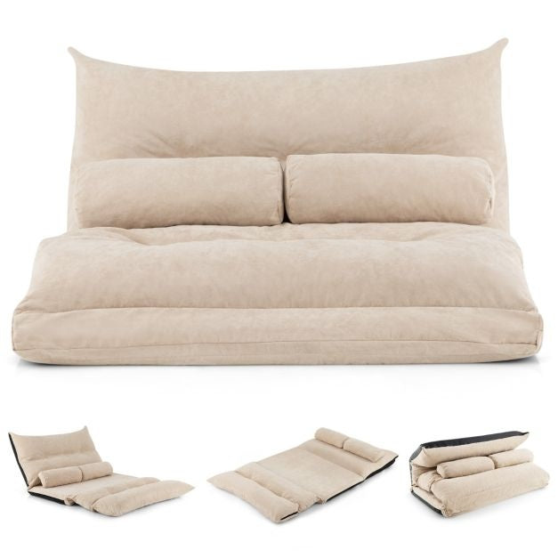 Coast Klappbare Bodenbank - Schlafsofa - Mit 2 Kissen - 180 x 110 x 18 cm - Beige