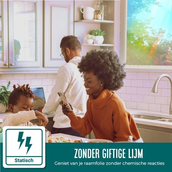 Homewell - Holografische raamfolie HR++ 90x200cm - Zonwerend & Isolerend - Statisch Zelfklevend - Zeepbel-effect