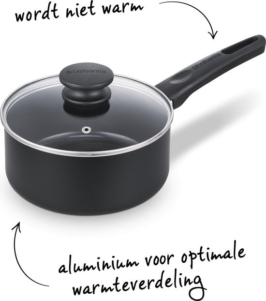 Brabantia Cooking Pleasure Set - 7-teilig - Induktion - Keramische Antihaftbeschichtung - 100% PFAS frei - Schwarz