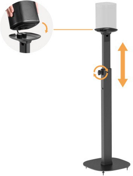VDD Gaming - Lautsprecherständer - Sonos® One & SL - höhenverstellbar - Metall - Schwarz