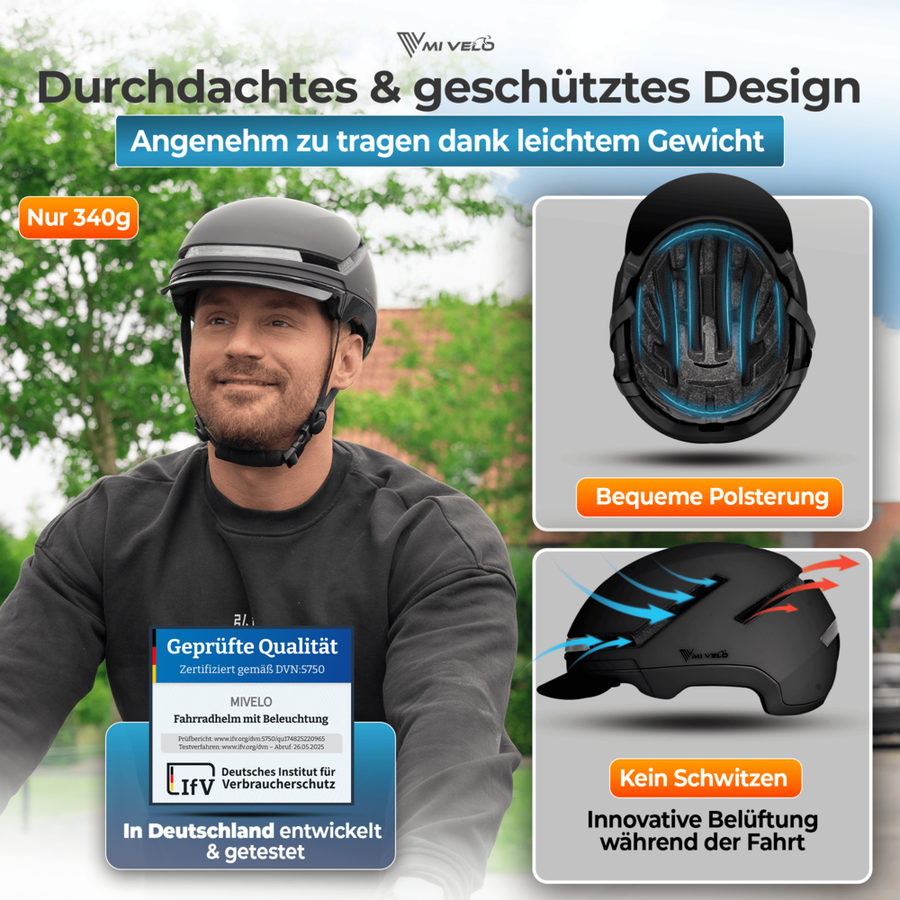 Nova Fahrradhelm – LED – USB-C – Unisex