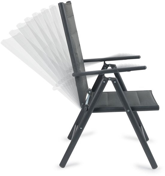 909 OUTDOOR Gartenstühle mit Polster-Set (2er-Set) – zusammenklappbar – verstellbar – Aluminium & Polyester – 67 x 56 x 106 cm