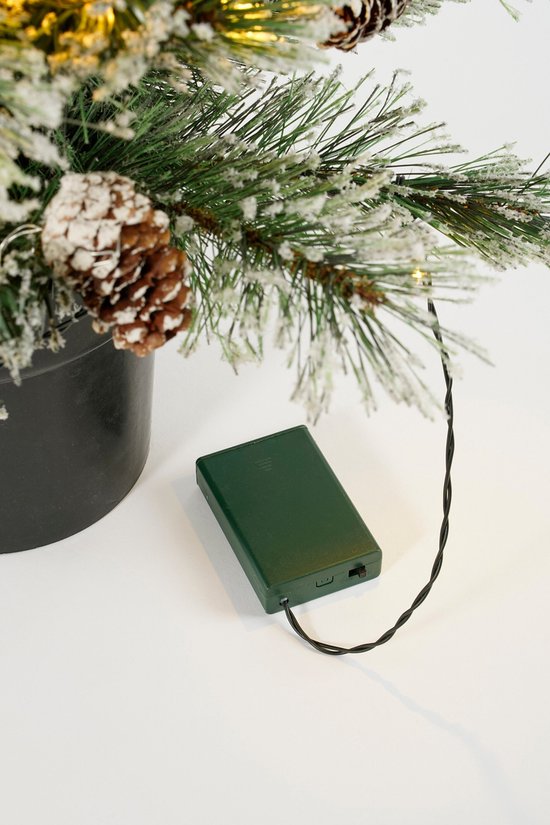 Black Box Trees Vandans Kunstweihnachtsbaum mit Beleuchtung – Weihnachtsbaum H 90 x Ø 48 cm – Kunstbaum im Topf mit verschneiten Zweigen – Grün