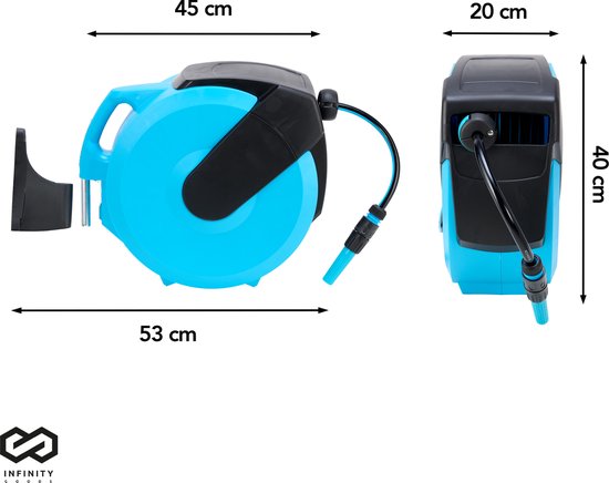 Infinity Goods Wandslangbox - 25 Meter - Slanghouder - Tuinslang Met Haspel - 180Â° Draaibaar - Automatisch - Slanghaspel