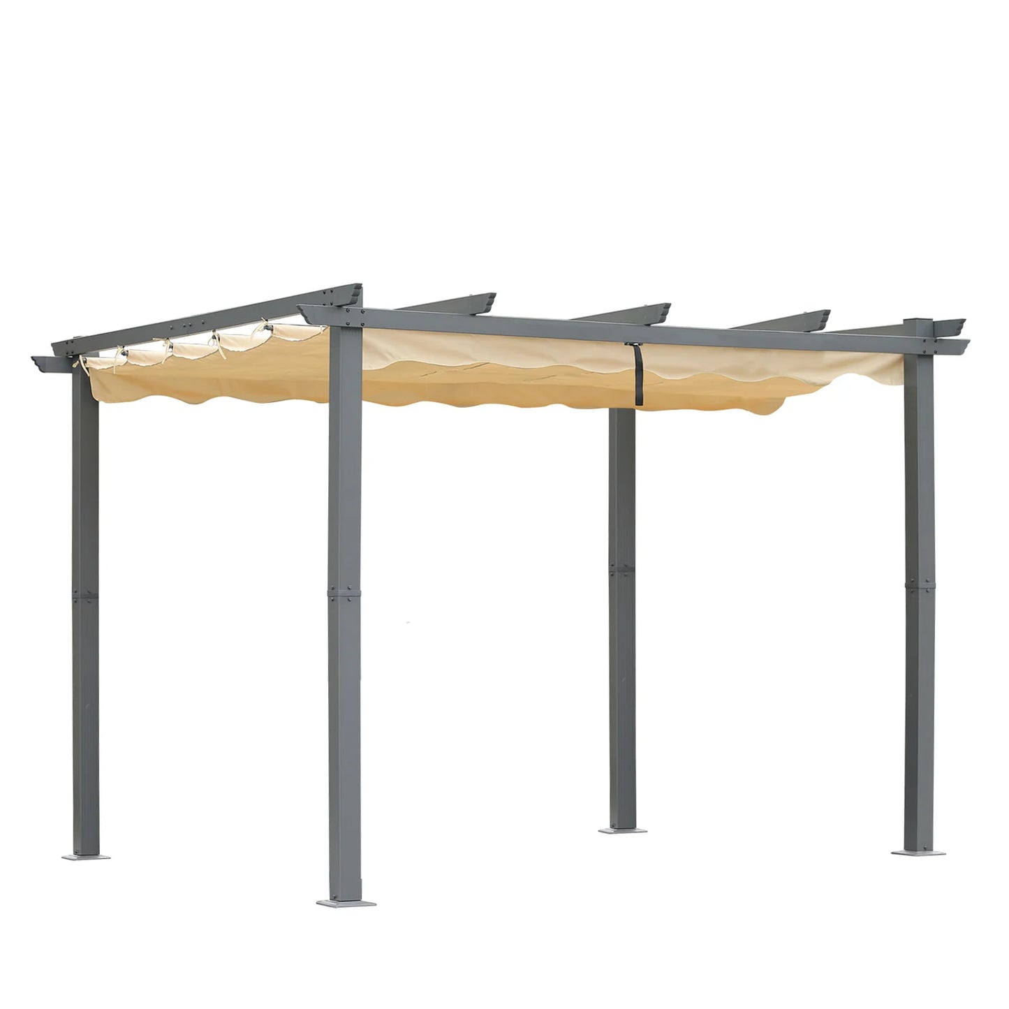 Angel Living Aluminium-Pergola 3×4 m Beige – Verstellbares Polyester-Dach, Dachrohre aus Stahl, pulverbeschichtet