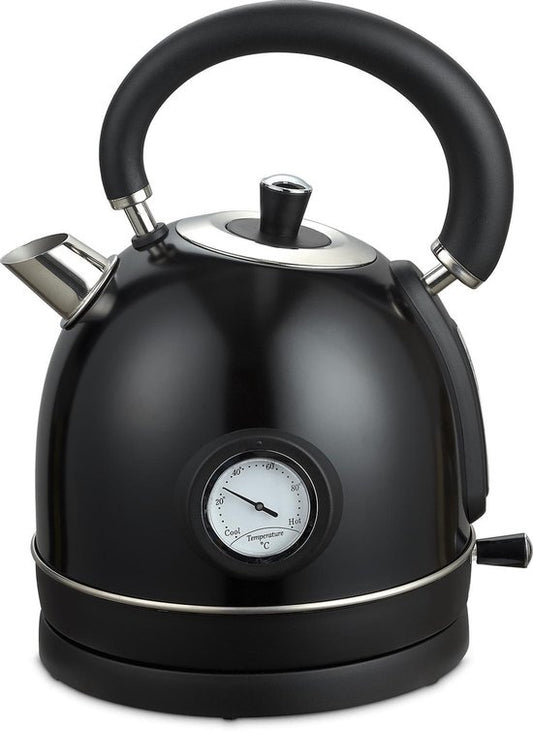 MOA Wasserkocher Retro - 2200 Watt - 1,8 Liter - Edelstahl - BPA-frei - Elektrisch - Schwarz - EK3TB