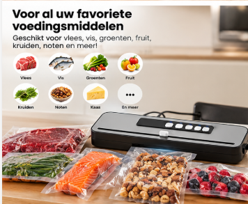 Woox Vakuumiergerät Compact – Zum Vakuumieren von trockenen und feuchten Lebensmitteln – 38,5 x 11 x 5,5 cm – Schwarz