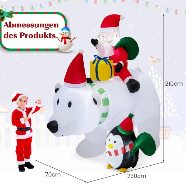 Costway Aufblasbare Weihnachtsdekoration - Inkl. LED & Zubehör - 230 x 70 x 210 cm - Mehrfarbig
