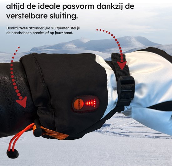 Saaf Heizhandschuhe Weiß - 3 Heizstufen - 68°C - Inklusive 2x 2700mAh Powerbanks - Größe S