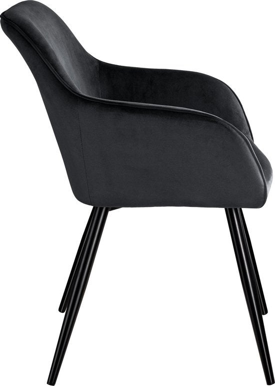 tectake - Stuhl - Esszimmerstuhl - Marilyn Samtoptik schwarz - 403663