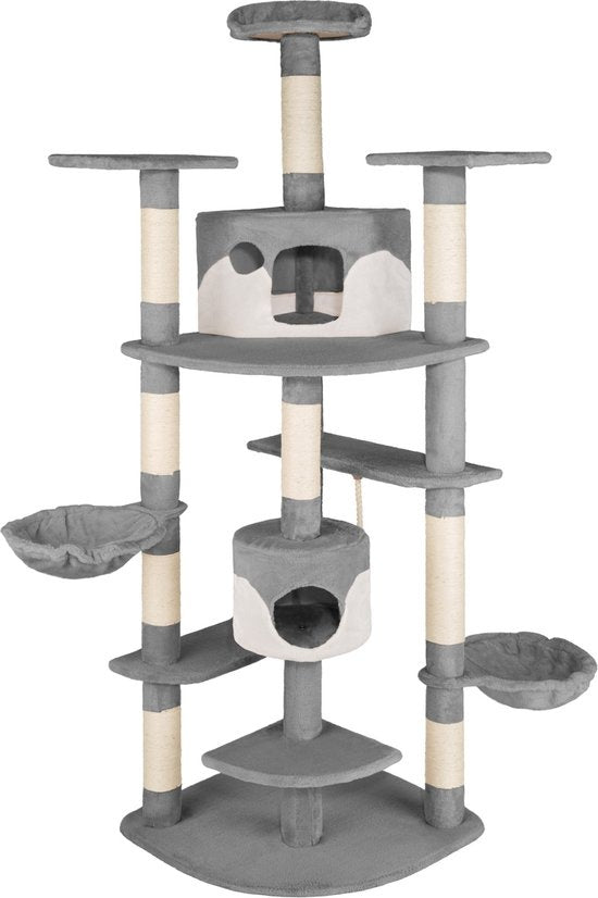 Tectake Kratzbaum Fippi - 83 x 68 cm - 4 Aussichtsplattformen - Grau/Weiß