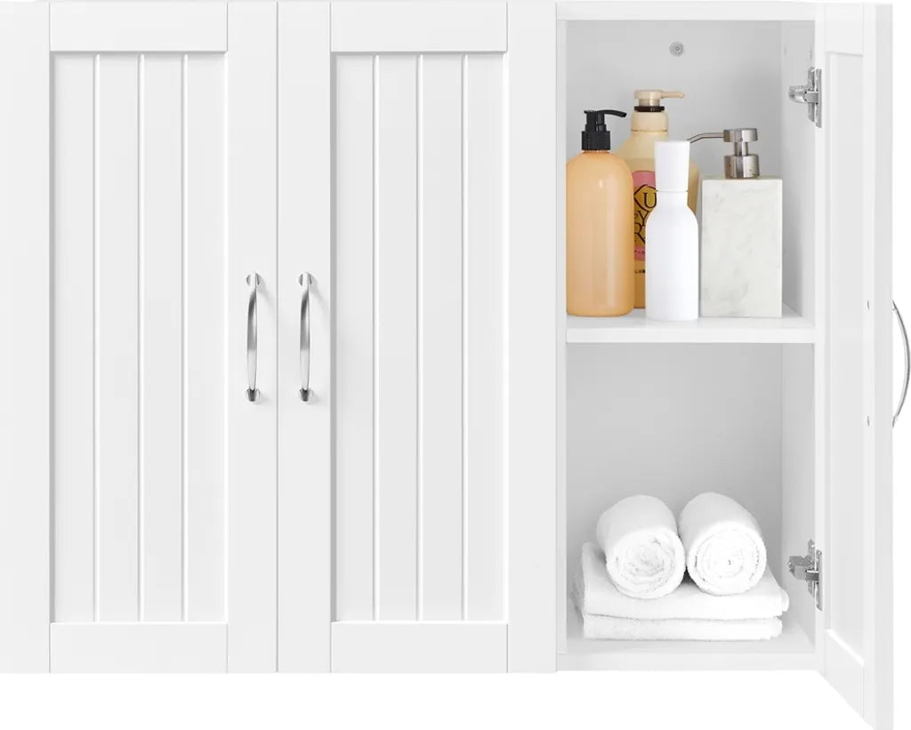 Yaheetech Hängeschrank – 3 Türen – verstellbares Regal – 75 x 31 x 60 cm – Weiß