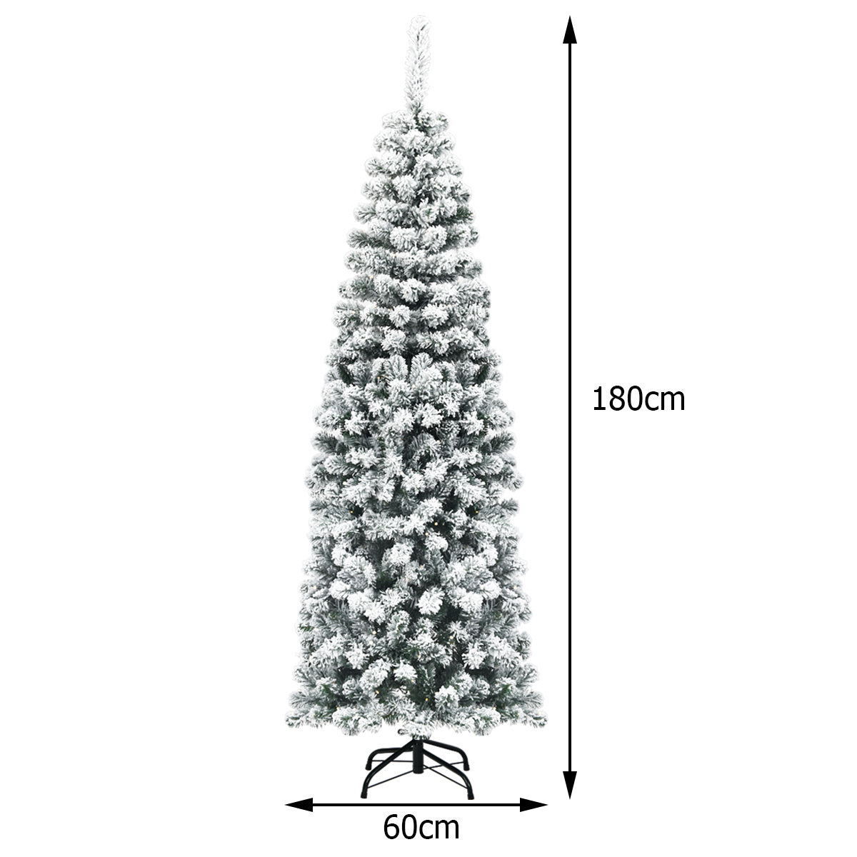 Coast Pencil Weihnachtsbaum mit Schnee - mit Metallsockel - 180 cm