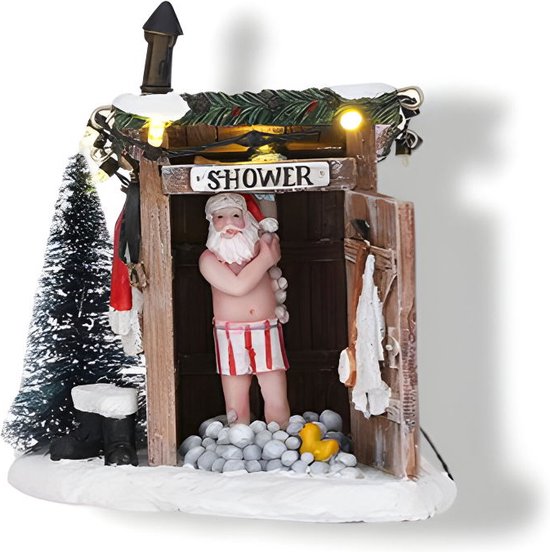 Luville Weihnachtsdorf Miniatur-Weihnachtsmann ohne Kleidung – Weihnachtsdekoration für Ihr Weihnachtsdorf – Weihnachtsdekoration für den Innenbereich – Girlande mit Lämpchen und warmweißer Beleuchtung – L 10 x B 8,5 x H 11 cm