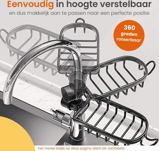 Goliving Duschregal hängend - Duschregal - Kein Bohren - Küchenregal - Spülbeckenorganisator - Badezimmerzubehör - 19,5 cm - 2er Set - Silber