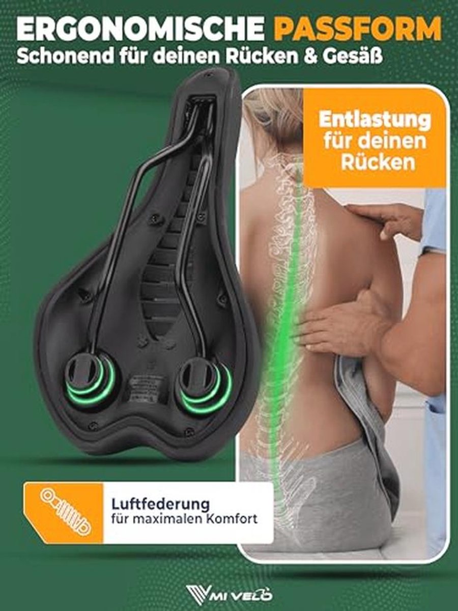 MIVELO Comfort Pro Fahrradsattel für Damen und Herren – Ergonomischer Memory-Schaum – Schwarz