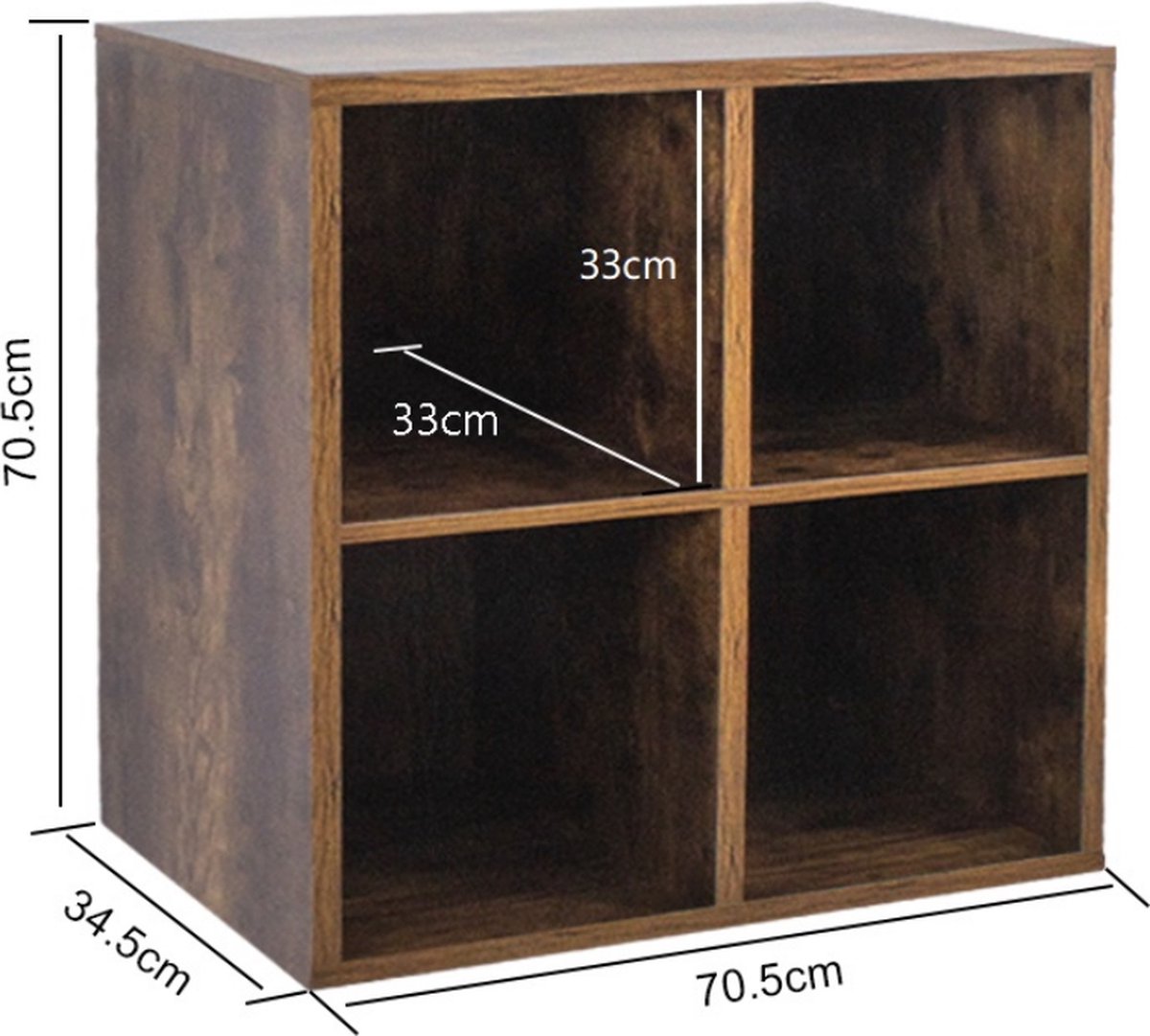 VDD Vinyl Wish - Plattenschrank - 4 Fächer - Braun - 34,50x70,50x70,50cm