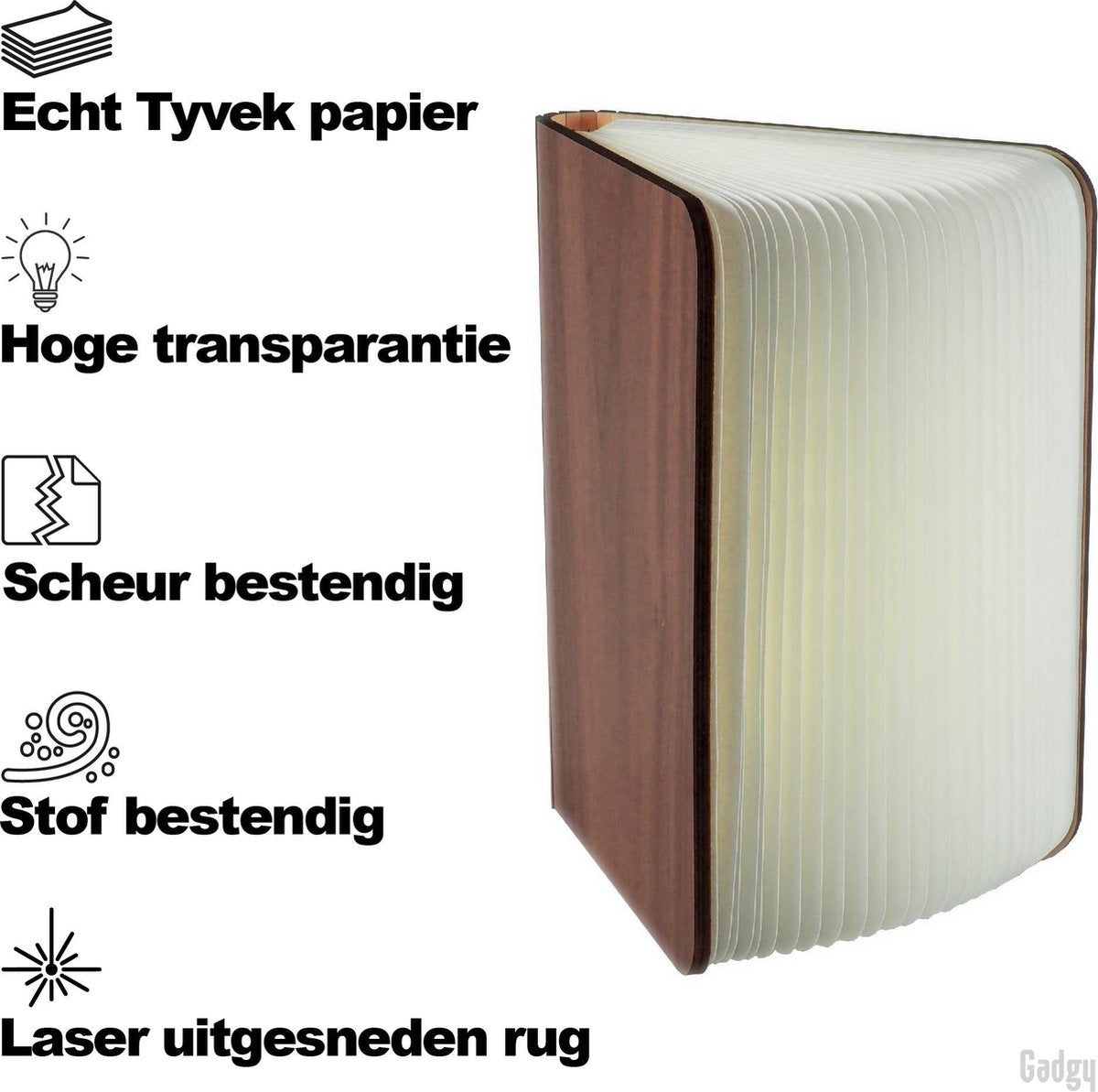 Gadgy Book Lamp - Tischlampe für das Schlafzimmer - Stimmungsvolle Innenbeleuchtung - Größe: 21,5 x 17cm - Wiederaufladbar