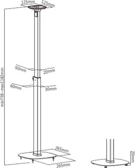VDD Gaming - Lautsprecherständer - Sonos® One & SL - höhenverstellbar - Metall - Schwarz