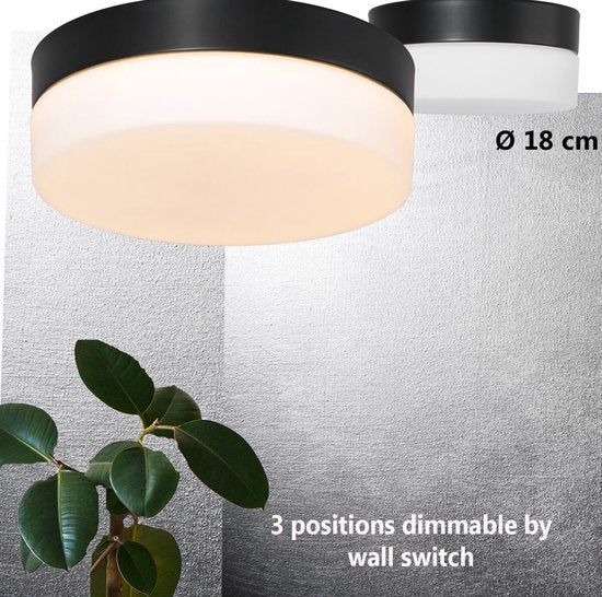 Deckenleuchte Ikaro 1362ZW Schwarz Ø 18 cm – Modern, Elektronik & Glas, Steinhauer