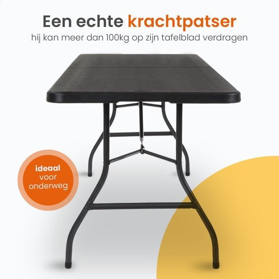 Goliving Klapptisch / Campingtisch - Wetterfest - 180 x 70 x 74 cm - Schwarz