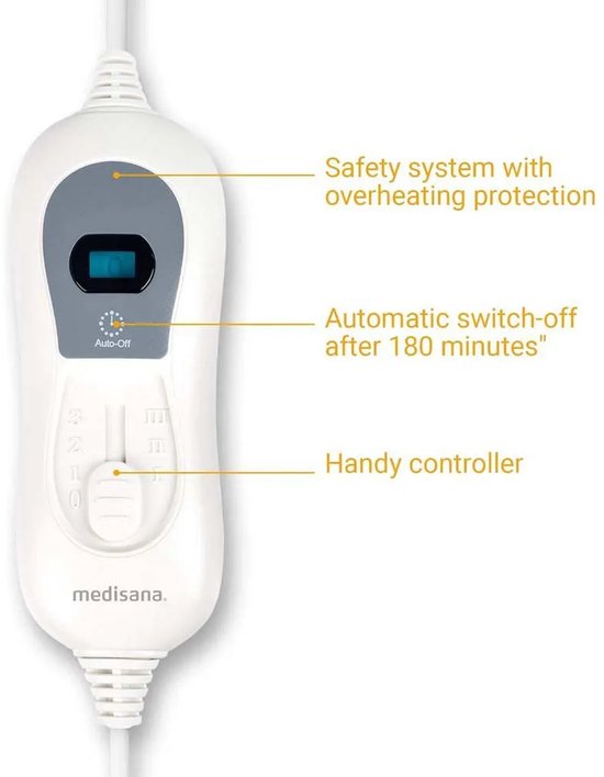 medisana HU 665 Elektrische Heizdecke – Wärmedecke – 3 Heizstufen – Einzelbettdecke – Heizdecke – 80 x 150 cm – elektrische Heizdecke
