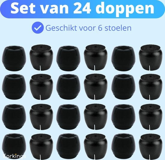 Stuhlbeinschützer Bodenschützer Ø22-25 mm - Stuhlbeinkappen Möbelkappen 24 Stück - Runde & quadratische Stuhlkappen Bodenschützer Stühle - Earkings Black