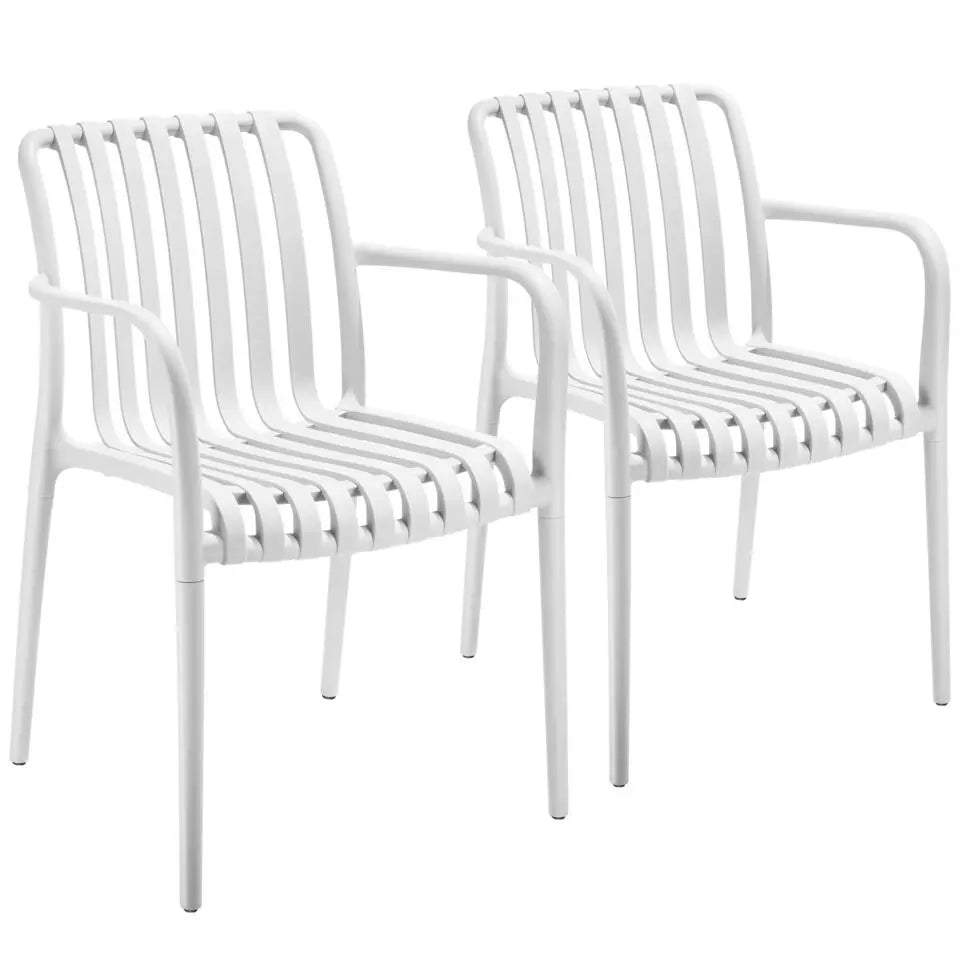 Tectake Gartenstühle Alcudia, 2er-Set – wetterfest – stapelbar – Kunststoff
