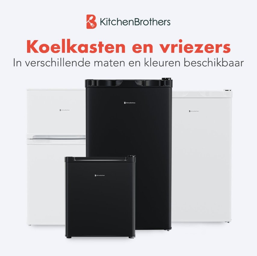 KitchenBrothers Gefrierschrank - 64L - Kompakte Tischplatte - 3 Gefrierschubladen - Gefrierschrank - Freistehend - Schwarz