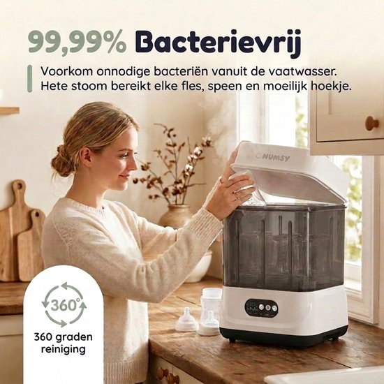 Numsy 5-in-1-Flaschensterilisator und -Trockner Max – Für bis zu 11 Flaschen geeignet Flaschensterilisator und -Trockner – Flaschensterilisator für Babys